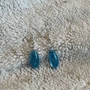 Blue Teardrop Resin Earrings